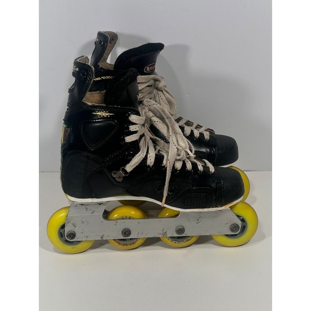 Mission Proto V Inline Hockey Skates Black Gold Stiffness 53 Fast Vert sz 7 VTG